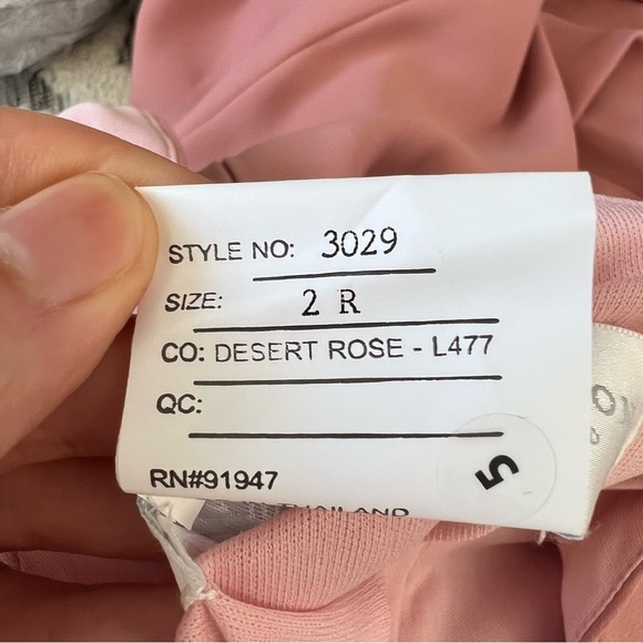 Dessy Collection DIAMOND CUTOUT BACK TRUMPET GOWN WITH FRONT SLIT IN DESERT ROSE - Picture 11 of 12